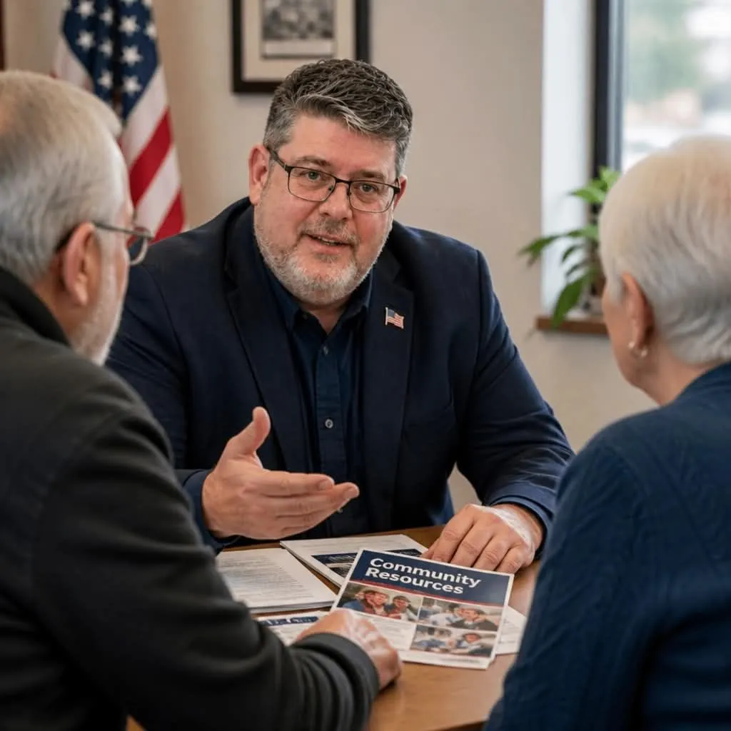Carmen Maurella speaking with constituents at a community table